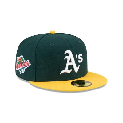 Green Oakland Athletics Hat - New Era MLB Green Paisley Undervisor 59FIFTY Fitted Caps USA4532987